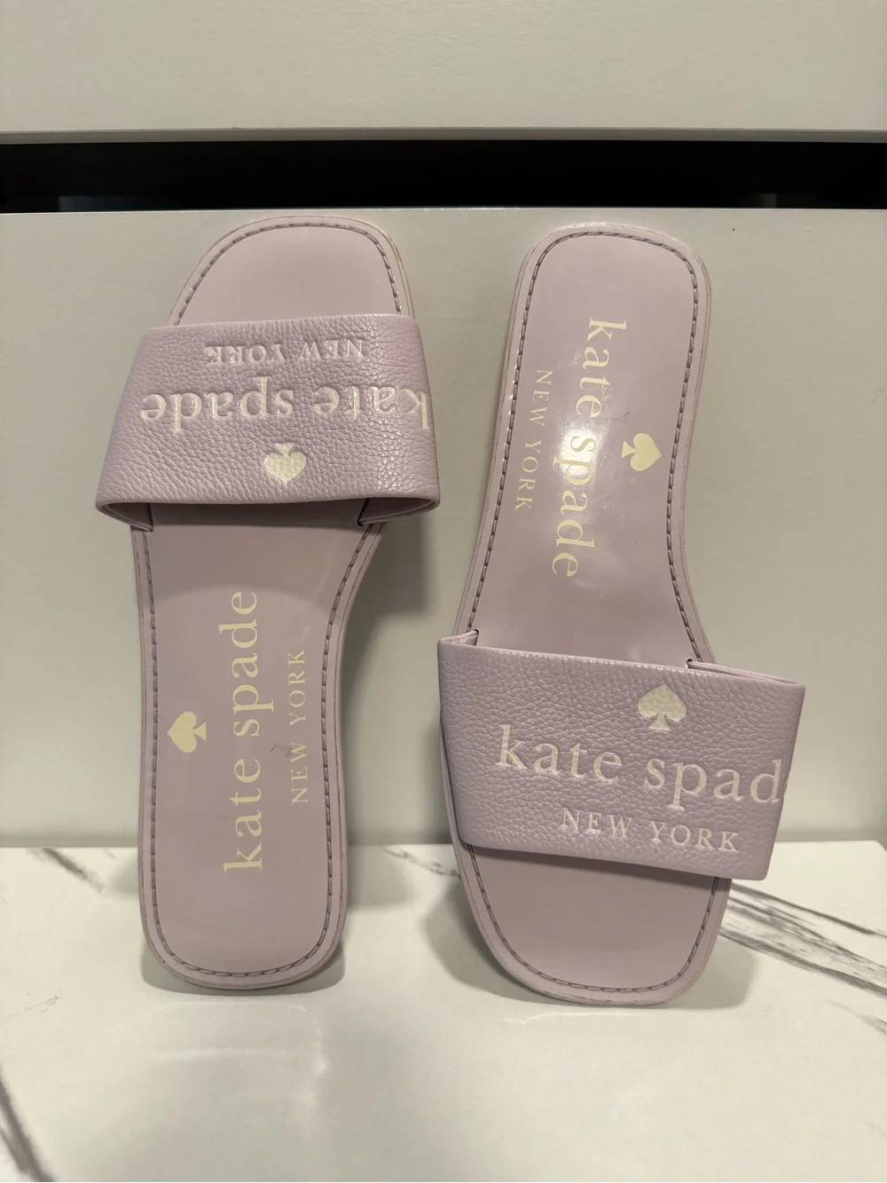 kate spade Lavender Logo Slide Sandals